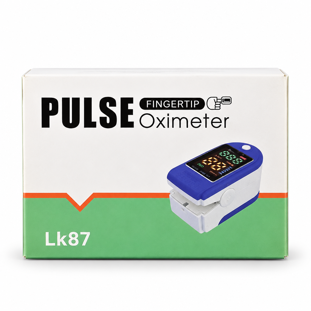 LK87 Fingertip Pulse Oximeter with Digital Display, Blue and White