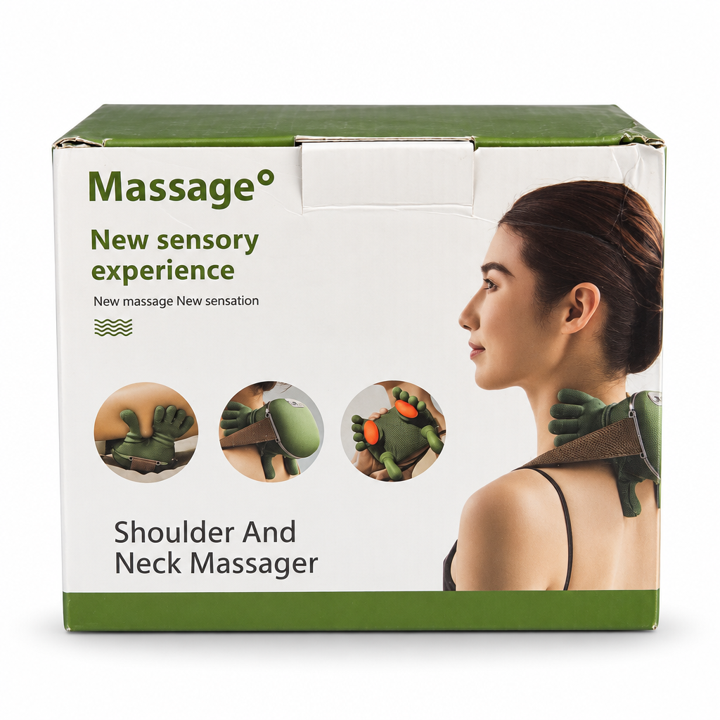 Green Neck and Shoulder Massager with Hand-Shaped Massage Nodes
